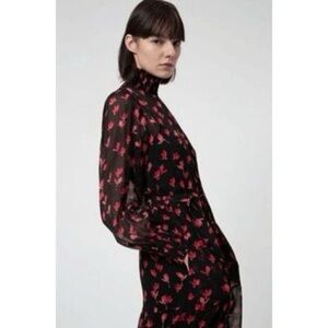 HUGO Black Dress with Pink Floral Design